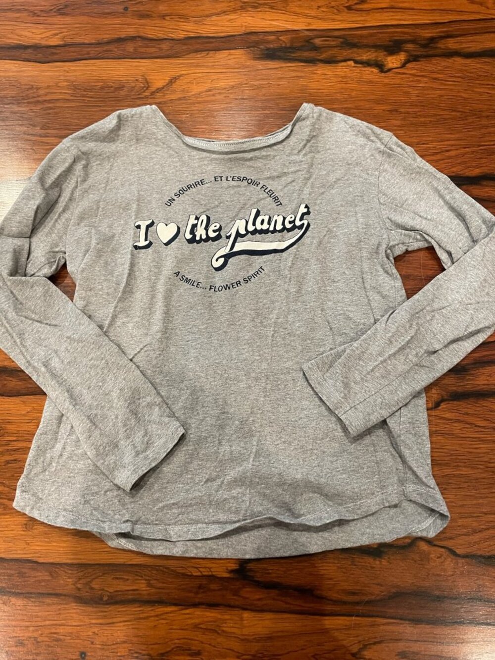 Bonpoint Gray Long-Sleeved T-Shirt Girls 12